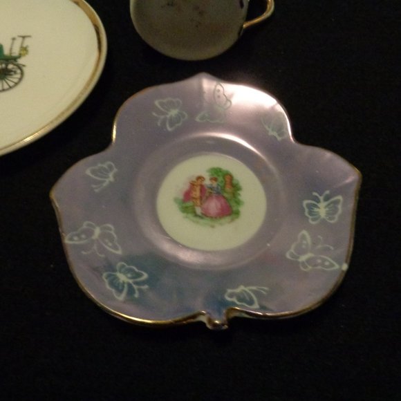 PAST ROMANCE BALLETCORE VINTAGE CHINZ CUP 2 SM PLATES OLD HAIRBRUSH LOT - Picture 5 of 8